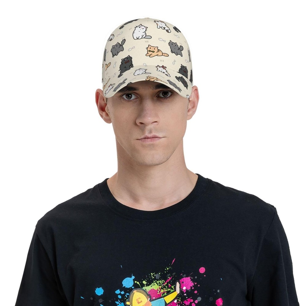 Cute Cat Baseball Cap Men Women Cat Printed Baseball Snapback Hat Adjustable ...