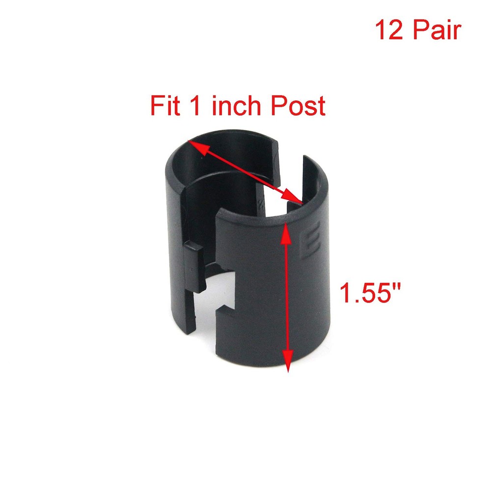 24 Pack Wire Shelf Locking Clips - 12 Sets 1 Inch (25mm) Diameter Black Split...