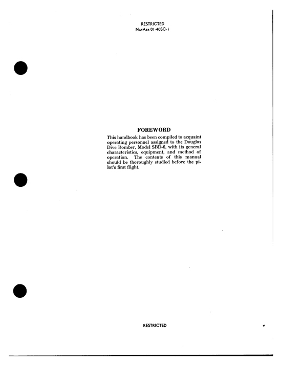 WWII era DOUGLAS DAUNTLESS SBD Dive Bomber Pilot Manual