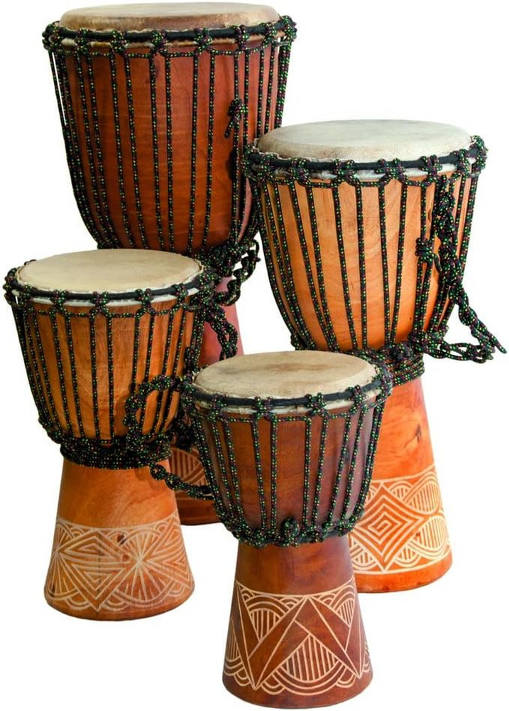 Djembe Beginner Carved,10" Tall, 5-6" Head