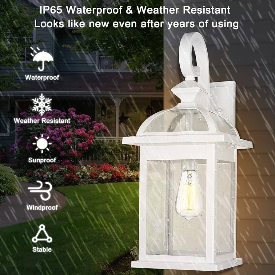 22” Large White Outdoor Light Fixtures Wall Mount