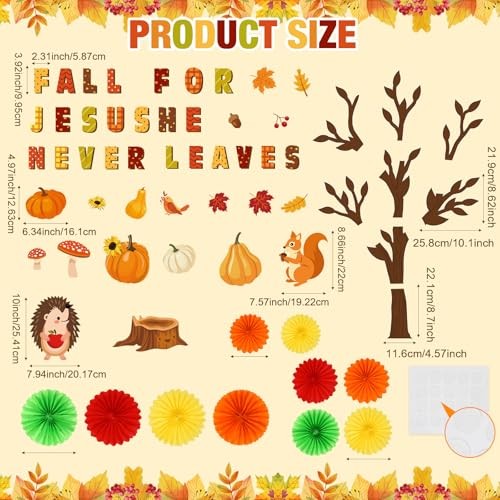 81 Pcs for Jesus He Never Leaves Bulletin Board Set Tree Classroom Wall Fall
