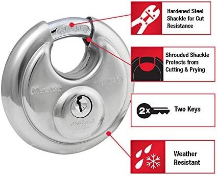 Master Lock 40D Stainless Steel Discus Padlock with Key