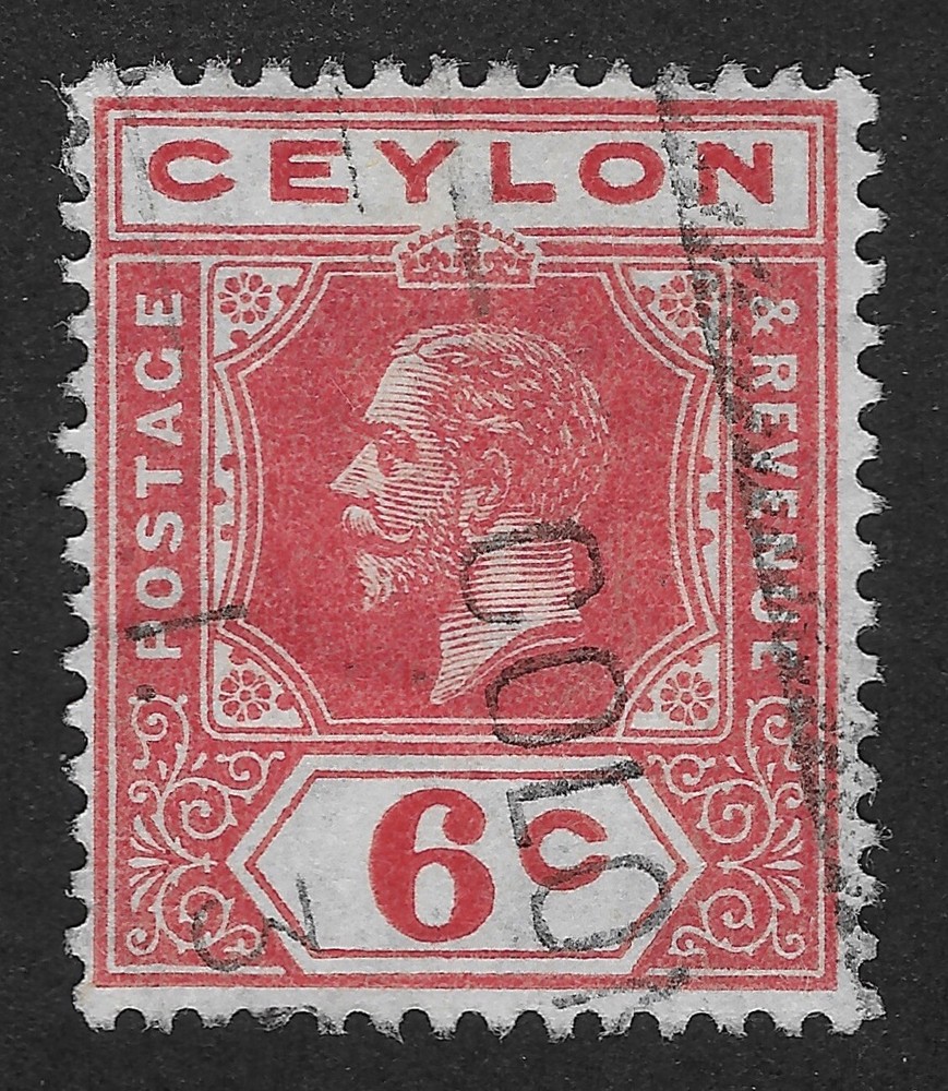 CEYLON  KING GEORGE V STAMP 6c 1921-1927  USED (E6X)