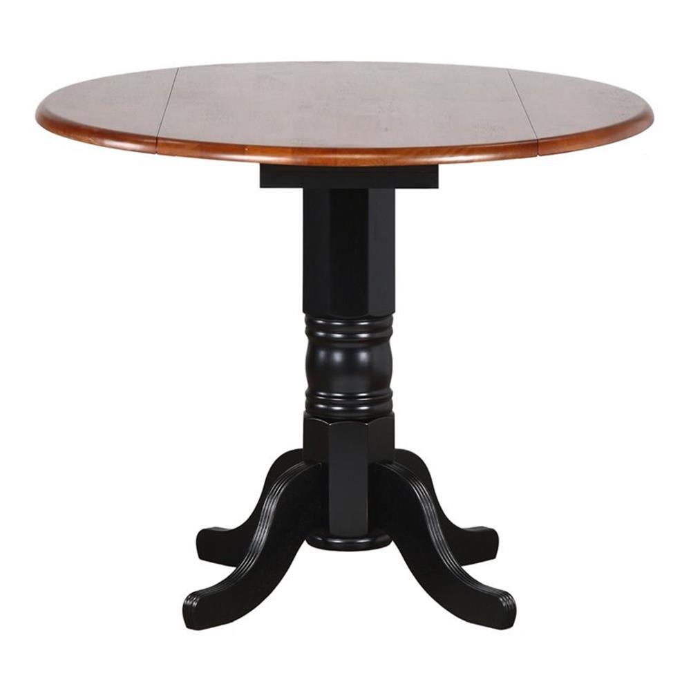 Sunset Trading Black Cherry Selections 42" Extendable Wood Pub Table in Black