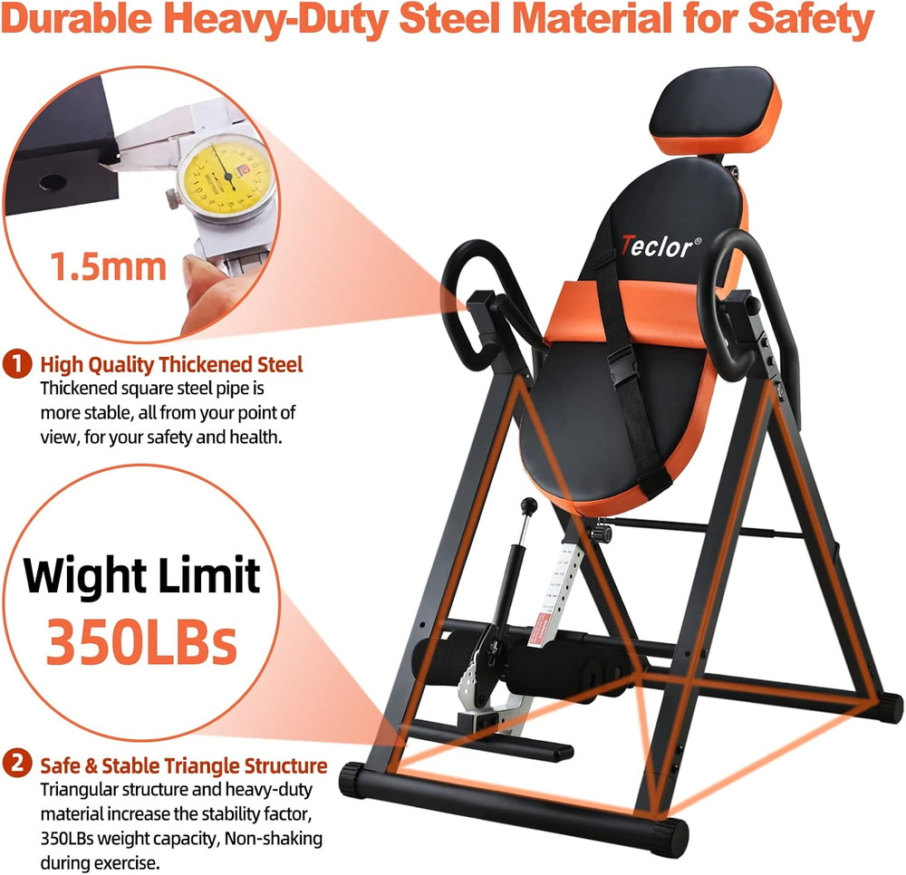 Inversion Table for Back Pain Relief, 350 Lbs Capacity Strength Training Inversi