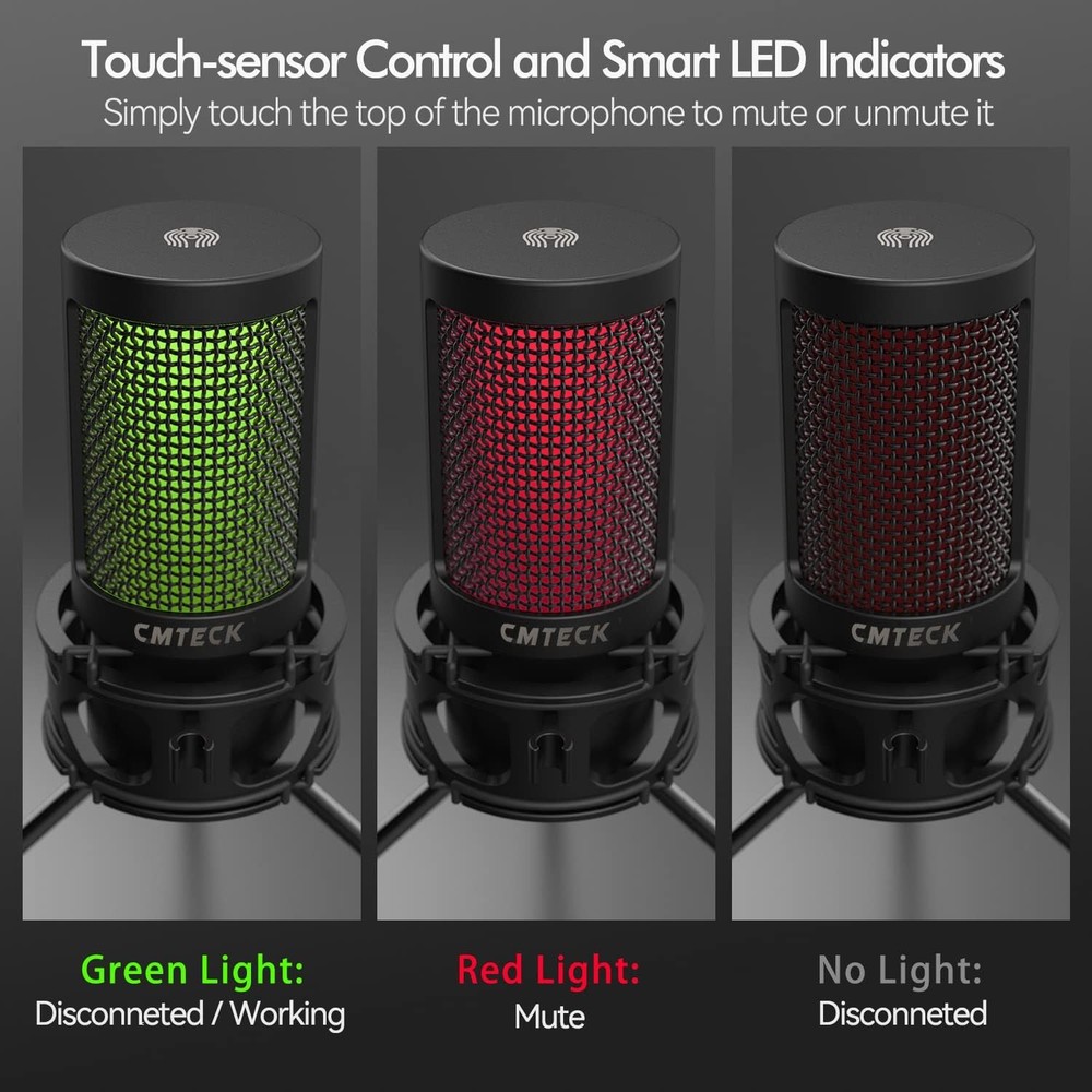 USB Desktop Microphone w/ Pop Filter & Mute LED for PC/Mac US