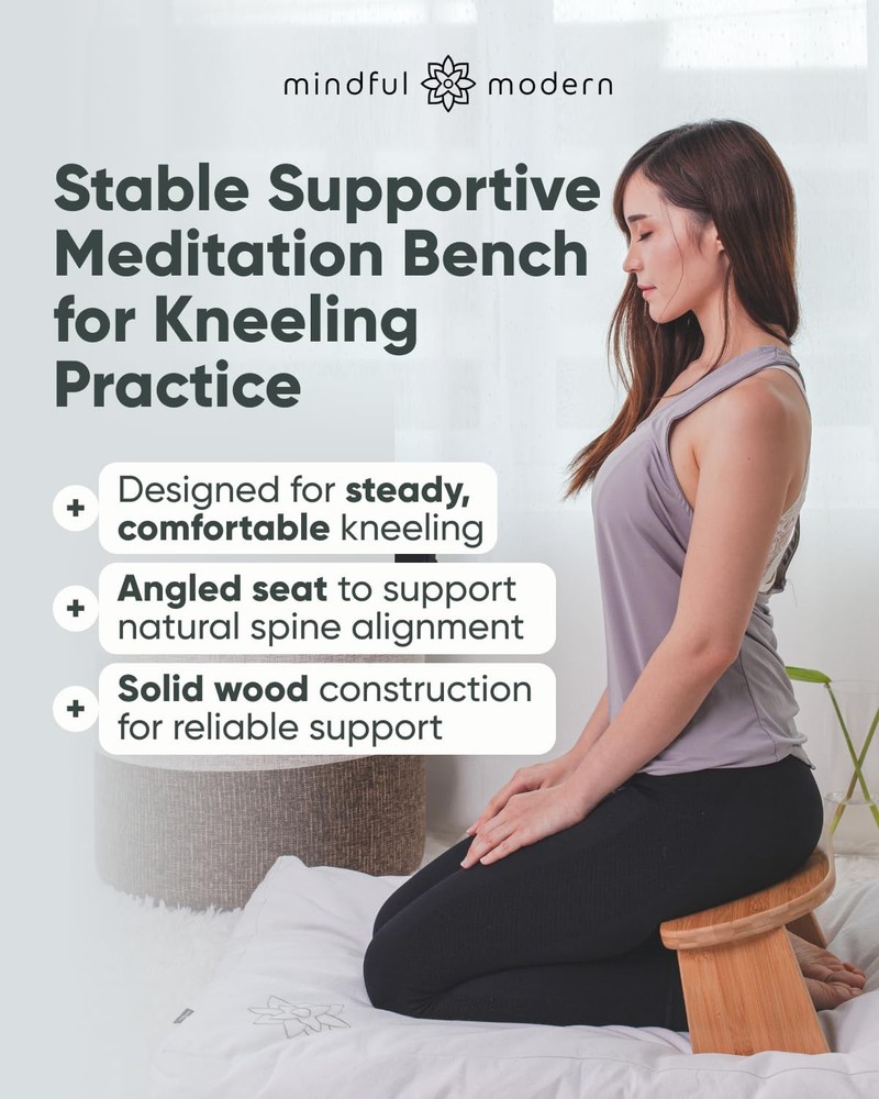 Mindful Modern Folding Meditation Bench - Bamboo 17 x 7.5 inches, Plain