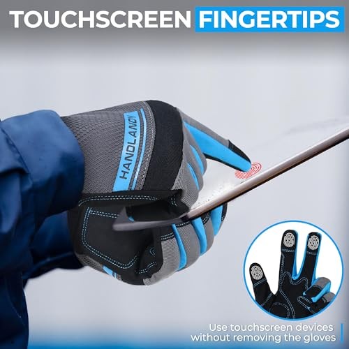 Work Gloves Men & Women, Utility Mechanic Working Medium Sky Blue (1 Pair)