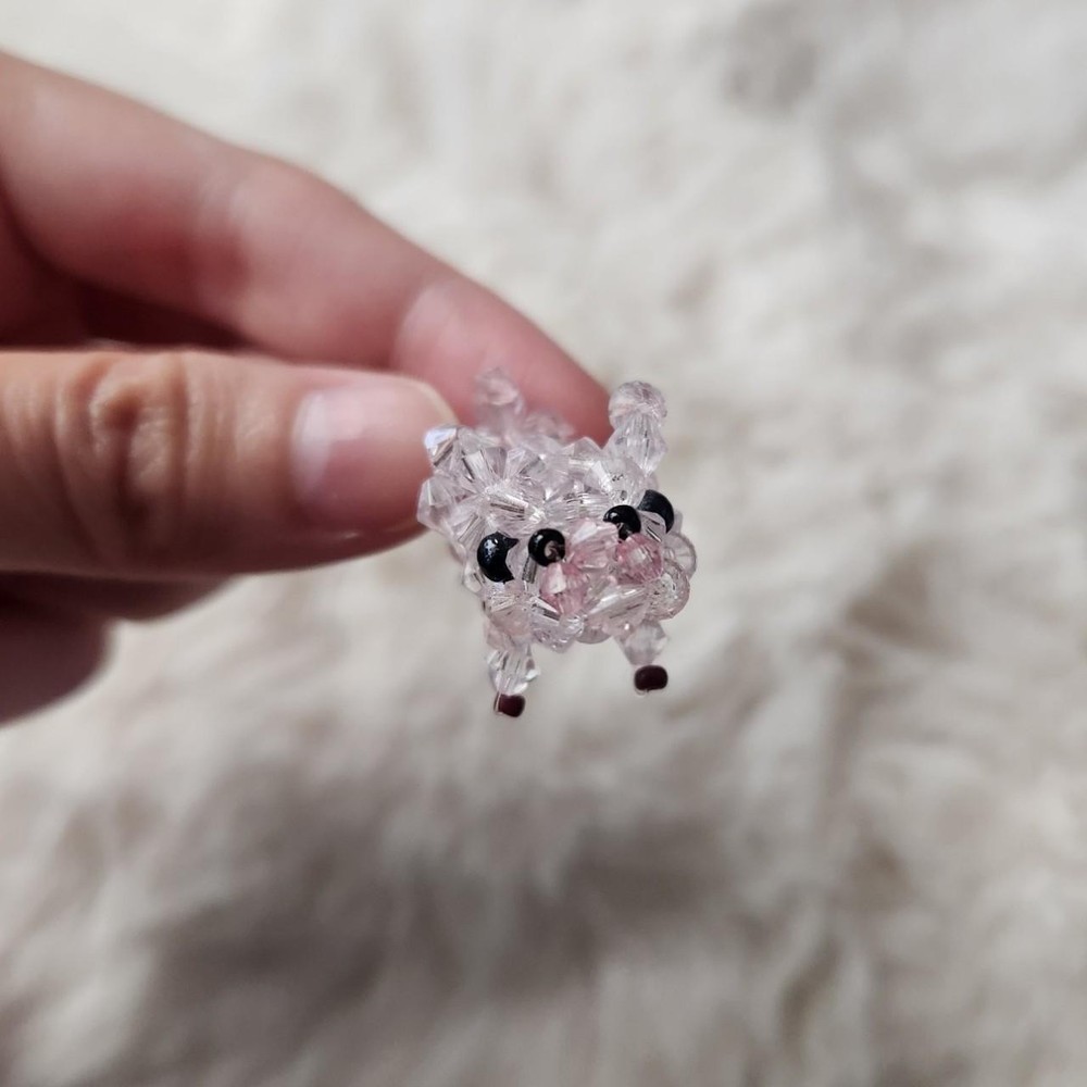Handmade pink beaded piggy