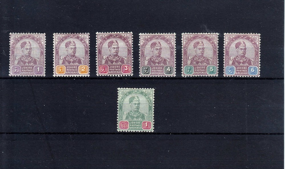 MALAYA  JOHORE  1891    SG 21-27  MLH*