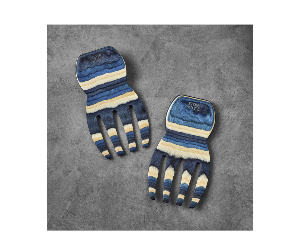 Thyme & Table Blue Wood Salad Hand Set