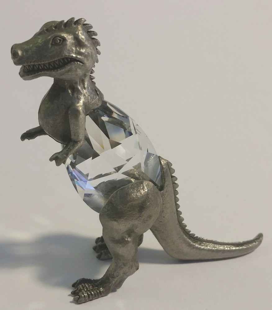 Crystal Dinosaur Figurine - Pewter Dinosaur Miniature