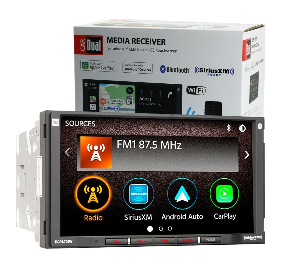 DUAL DCPA701W 2 Din 7" Media Player Wireless WiFi CarPlay Android Auto Bluetooth