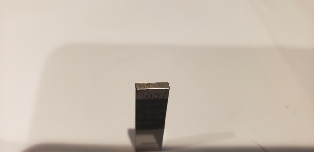 .1007" Fowler Rectangular Steel Gage Gauge Block.