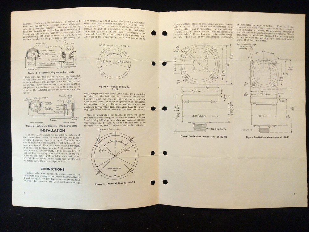 D-C Selsyn Indicator Type DJ-20 DJ-21 Aircraft Instructions GE General Electric