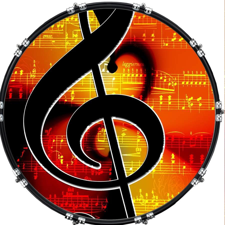 20" Custom Bass Kick Drum Front Head Graphical Clef 1