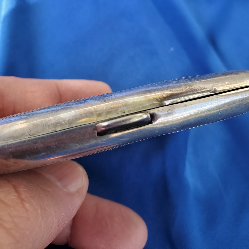 Rare Solid SILVER Hand Engraved Compartment Cigarette Vesta Case Monogram c1860