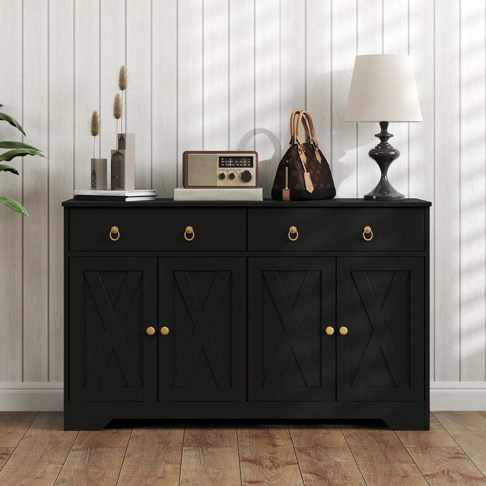 48" Sideboard Buffet with Storage, Kitchen Storage Cabinet with 2 Drawers and 4