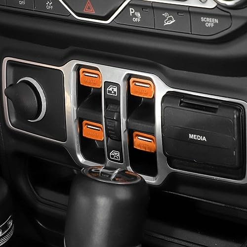for JL/JT Window Button Cover, 4 Pack Window Switch Cover Trim Interior Orange