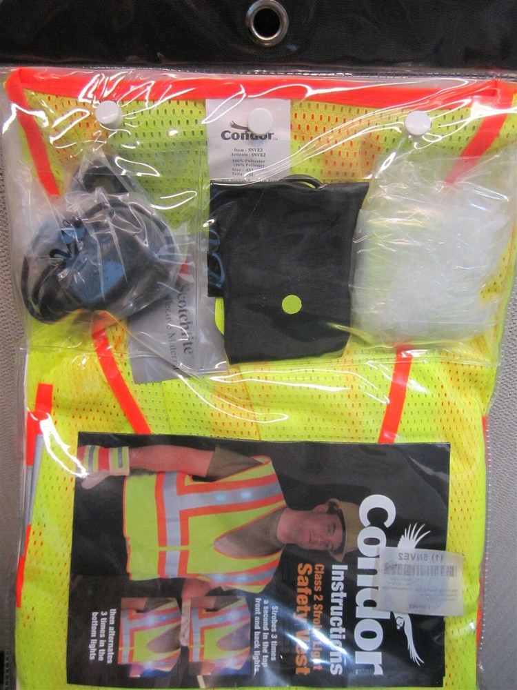 Class 2 Lime & Orange Reflective With LED Strobe Light Safety Vest Size: 4XL