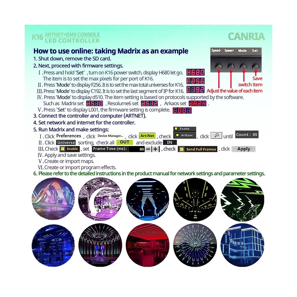 K16 ARTNET+DMX CONSOLE LED CONTROLLER, Professional Lighting Control, Suitabl...