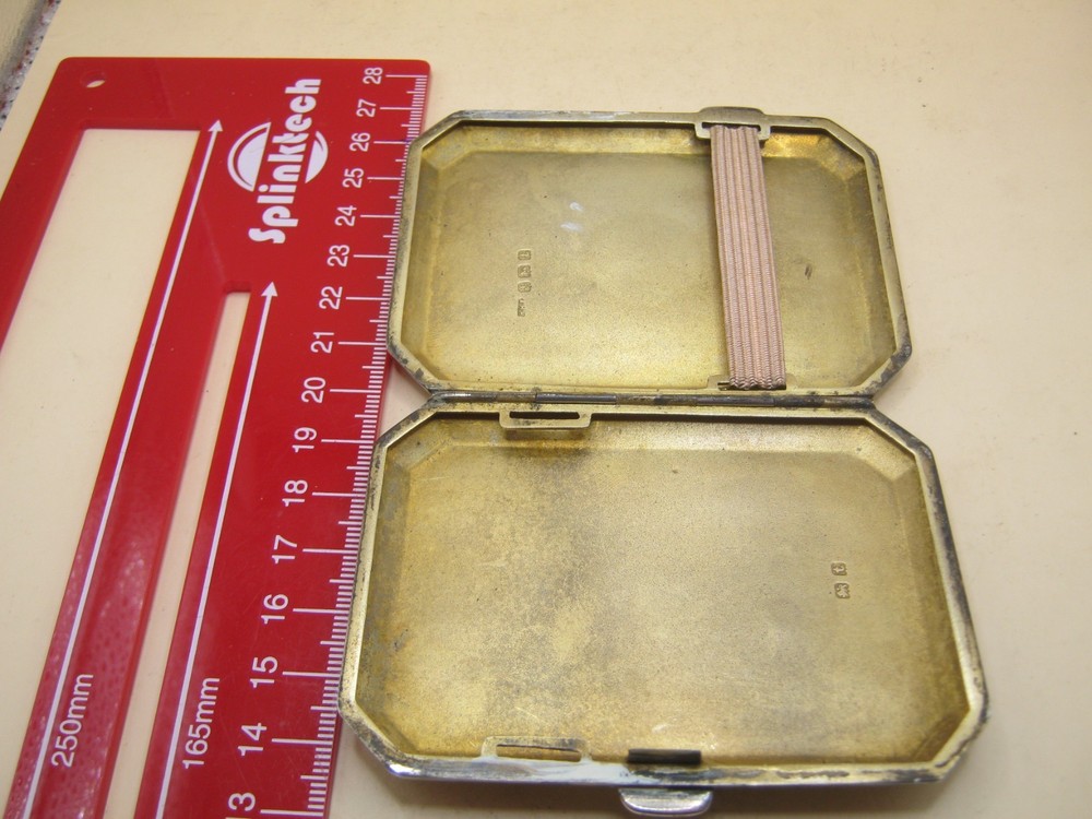 Birmingham 1919 Sterling Silver Cigarette / Card Case Gilt Interior