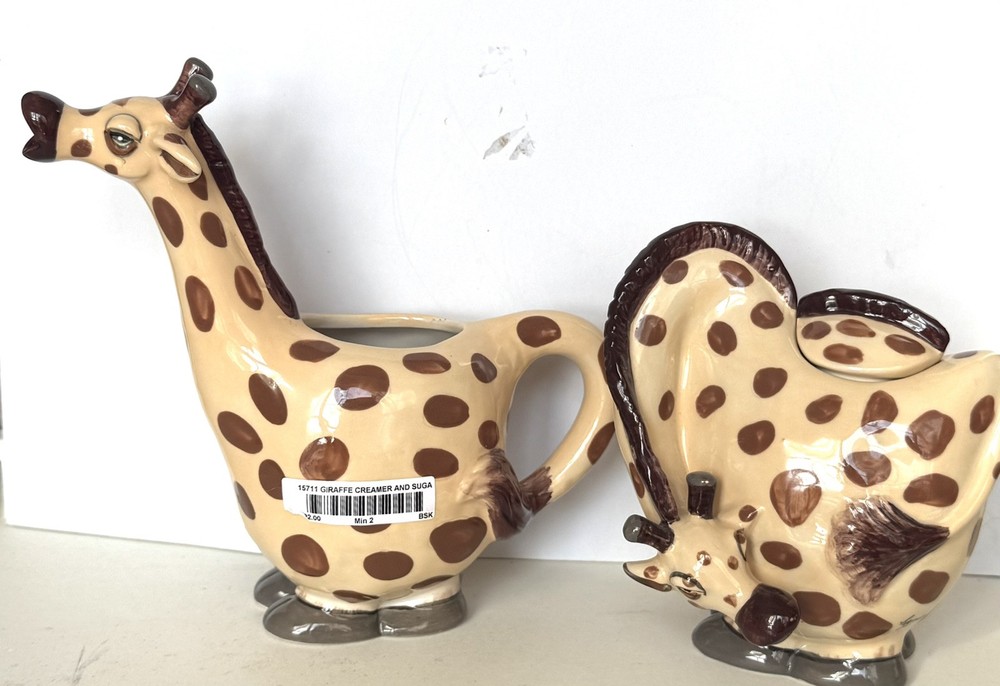 Giraffe Creamer & Sugar Set By Blue Sky Clayworks Ceramic
