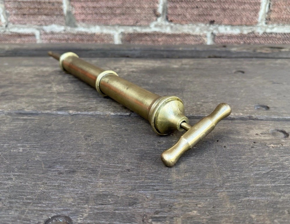 Antique 16” Solid Brass Fire Place Smoking Pump Fireside Accessory Vintage Tool
