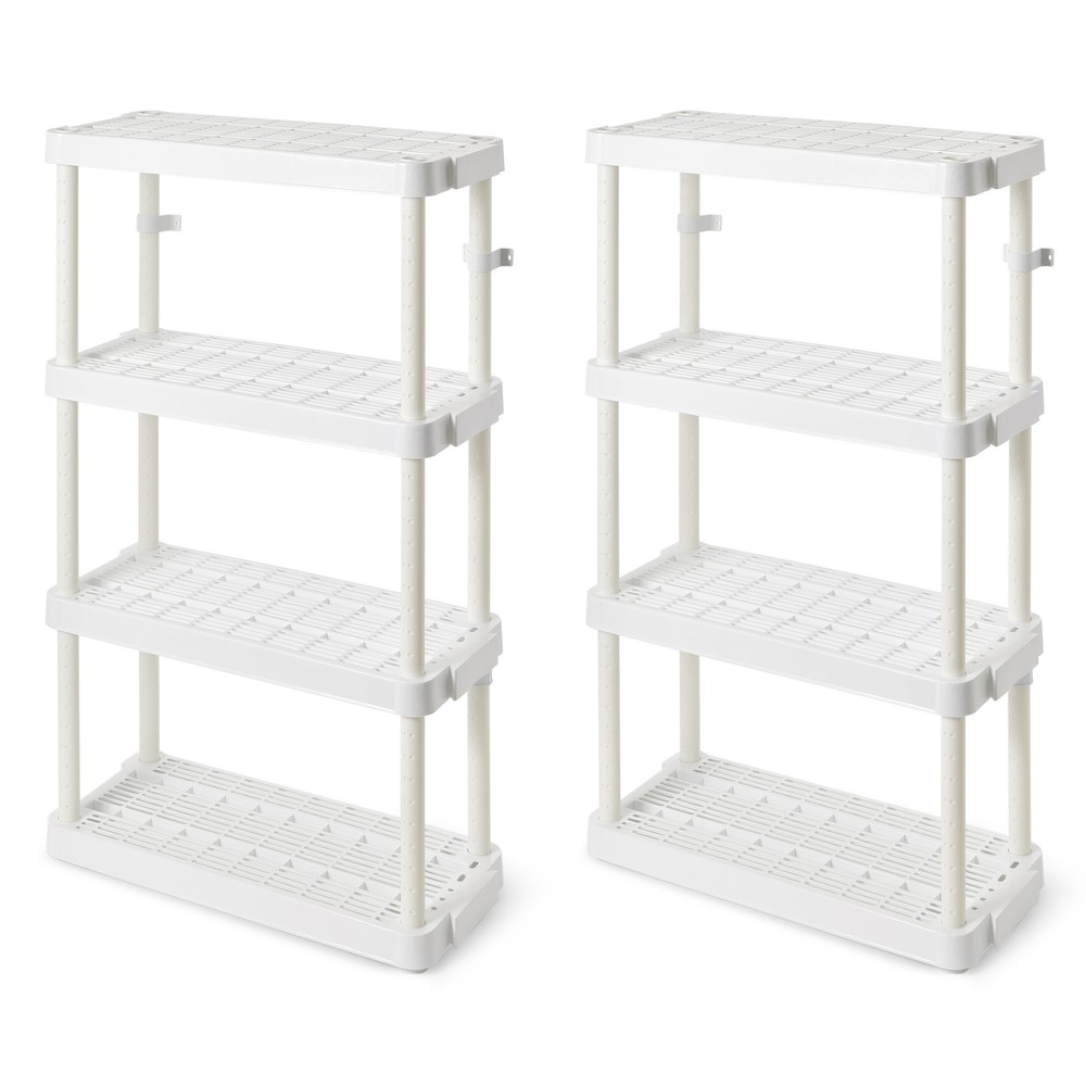 Gracious Living 4 Shelf Adjustable Height Medium Duty Storage, White (2 Pack)