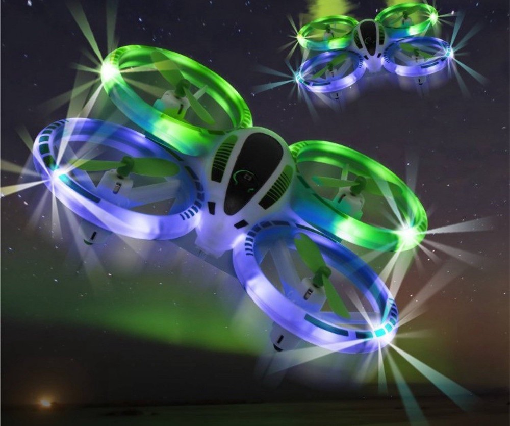 FAO Schwarz Glow Drone Remote Control LED Stunt Drone Advanced Autopilot System