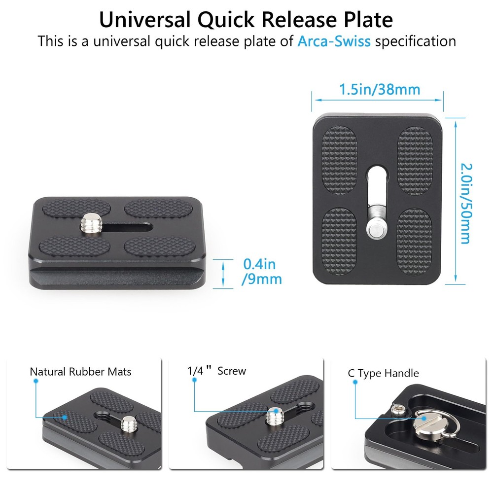 ARTCISE Tripod Ball Head Camera Mount 36mm Diameter Black