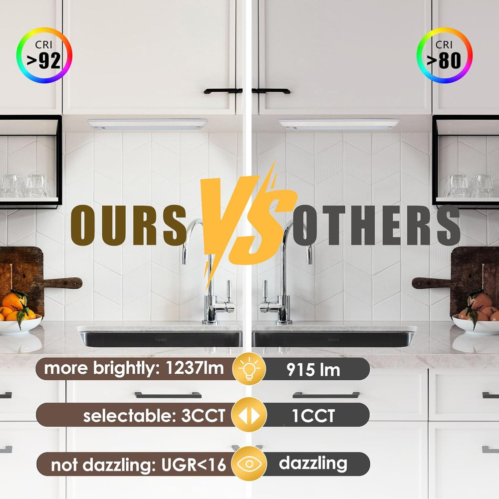 Dimmable 24" LED Under Cabinet Lighting, 2-Pack, 3 Color Temperatures