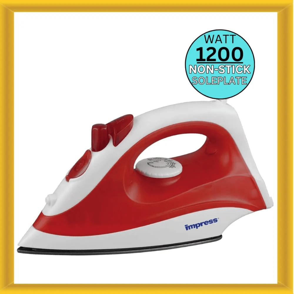 Impress Compact Non-Stick Dry Iron w Spray Function and Adjustable Steam Levels