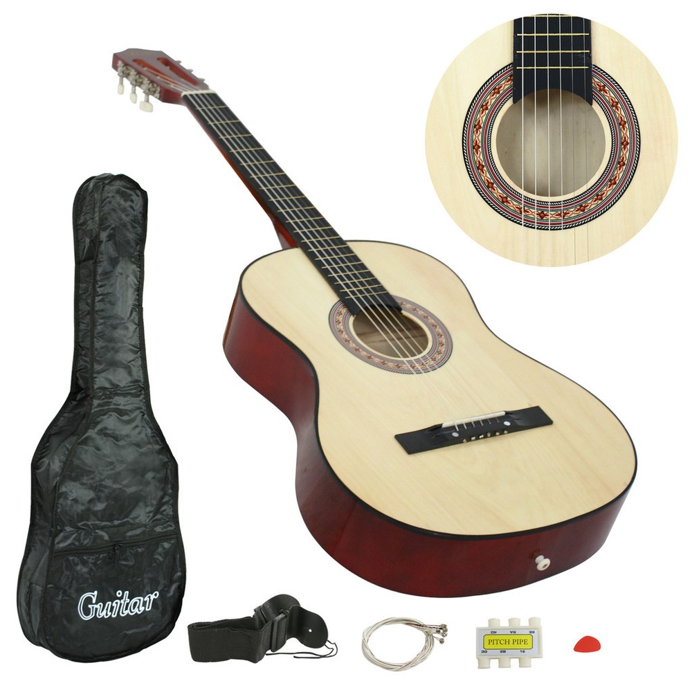 38" beginner Acoustic Guiter Package Gig Bag Strap Pitch Pipe Pick Extra String
