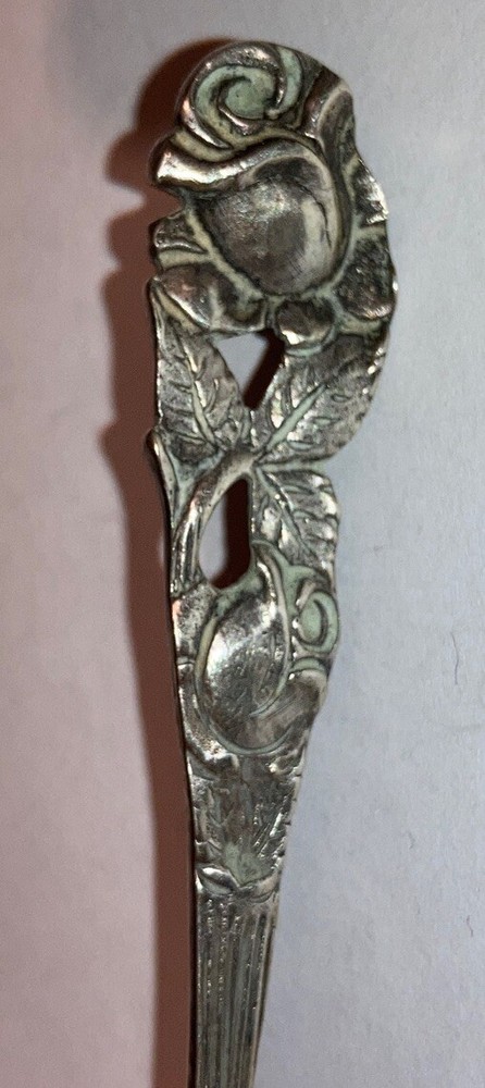 Antique Germany 800 Silver Open Work Rose Teaspoon Spoon AMD