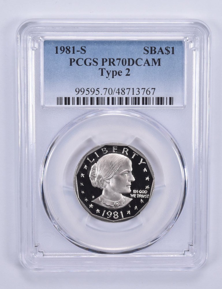 1981-S Susan B Anthony Dollar Type 2 PR70 DCAM PCGS Blue Label