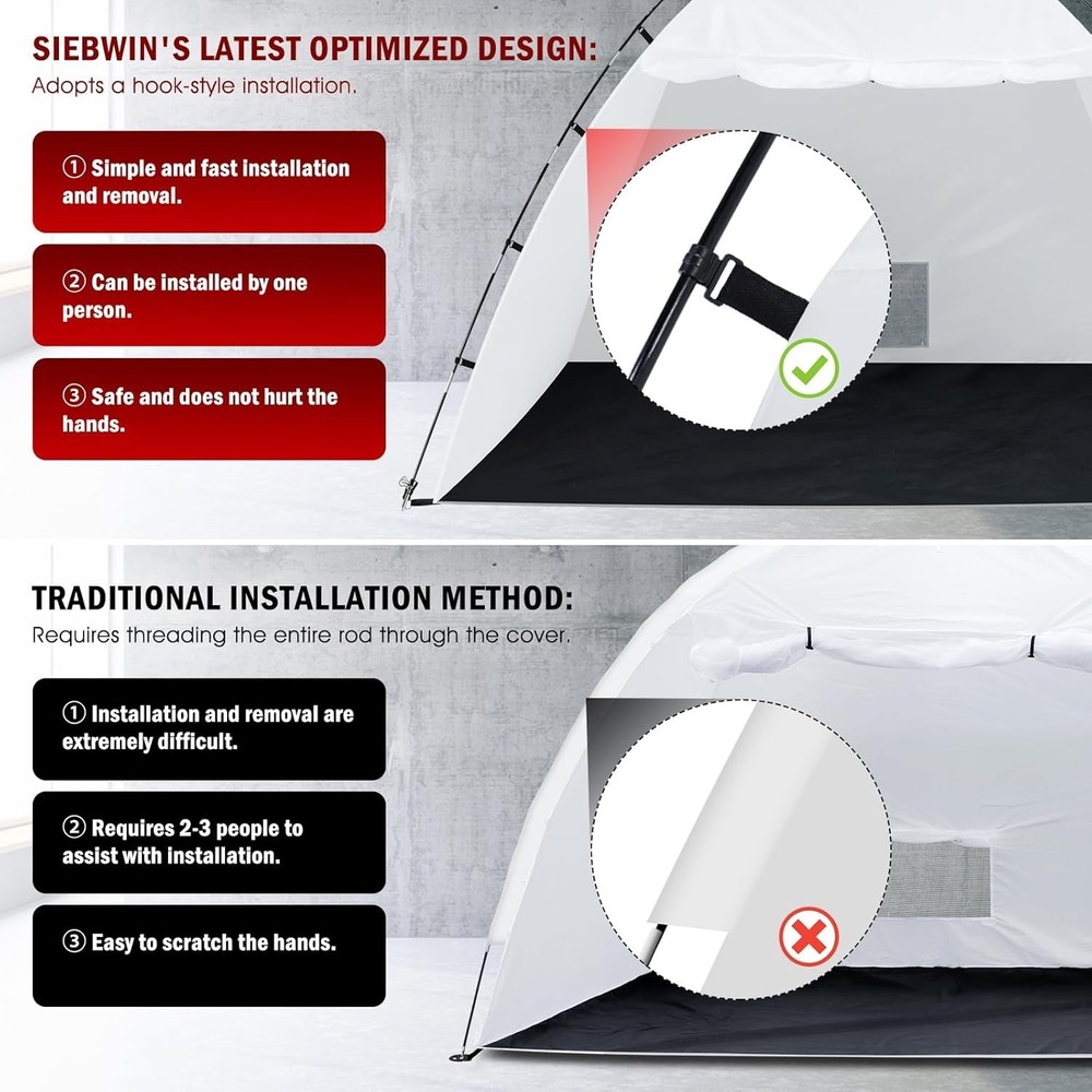 Spacious 10x10 ft Portable Paint Booth Tent with Mesh Screen & Windproof Hooks