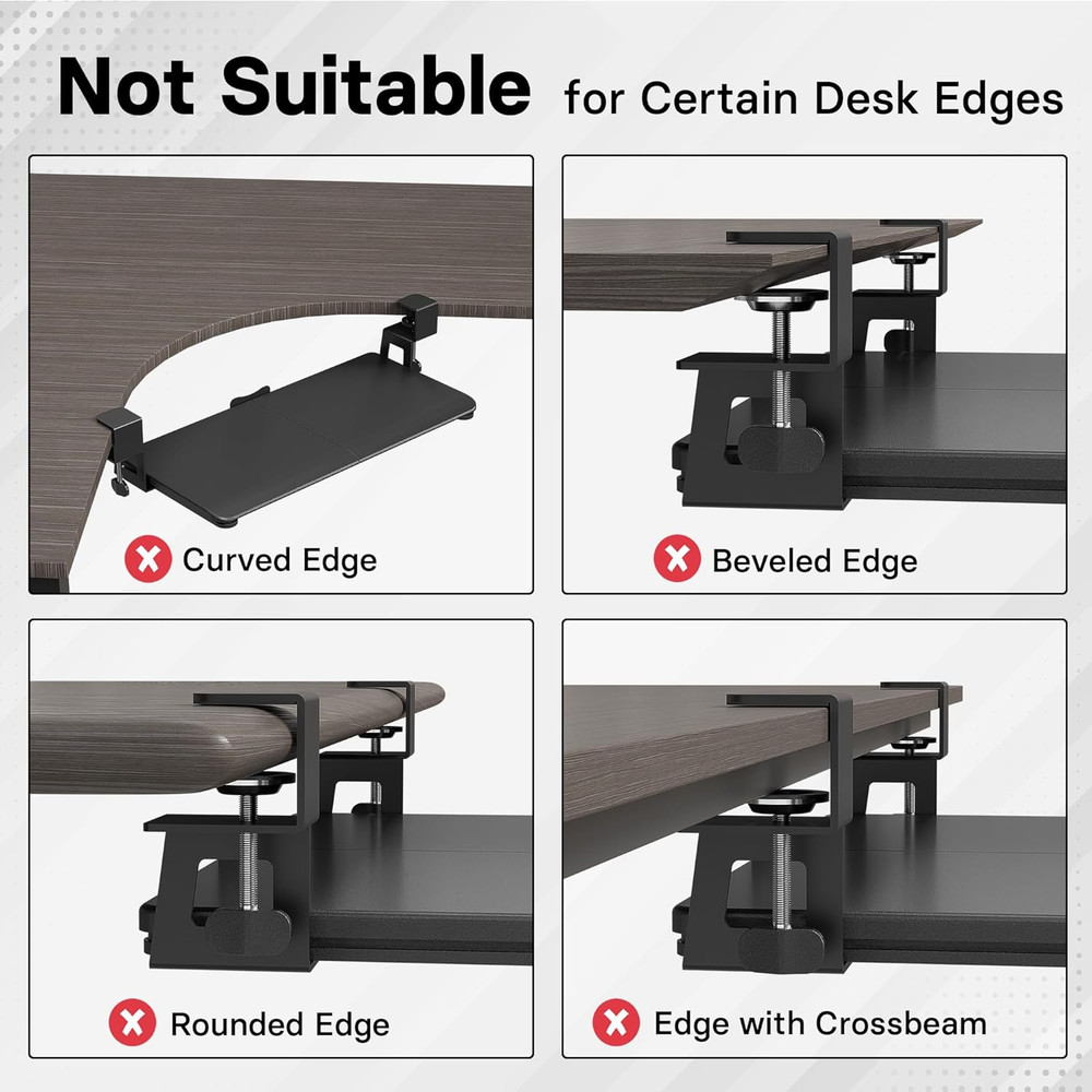 BONTEC KMT01 under Desk Keyboard Tray, Pull-Out Keyboard & Mouse Platform with C
