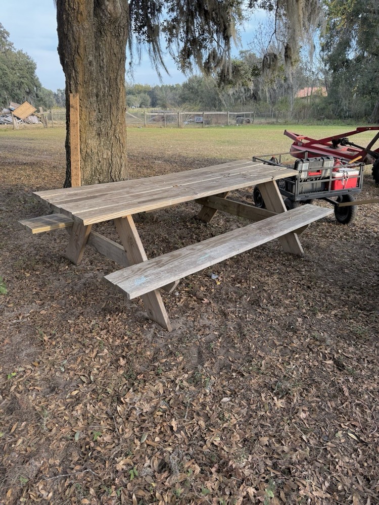wooden picnic table