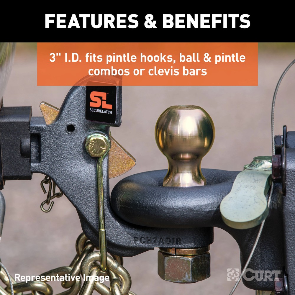 Curt-SecureLatch Channel-Style Lunette Ring (25,000 lbs, 3" ID)