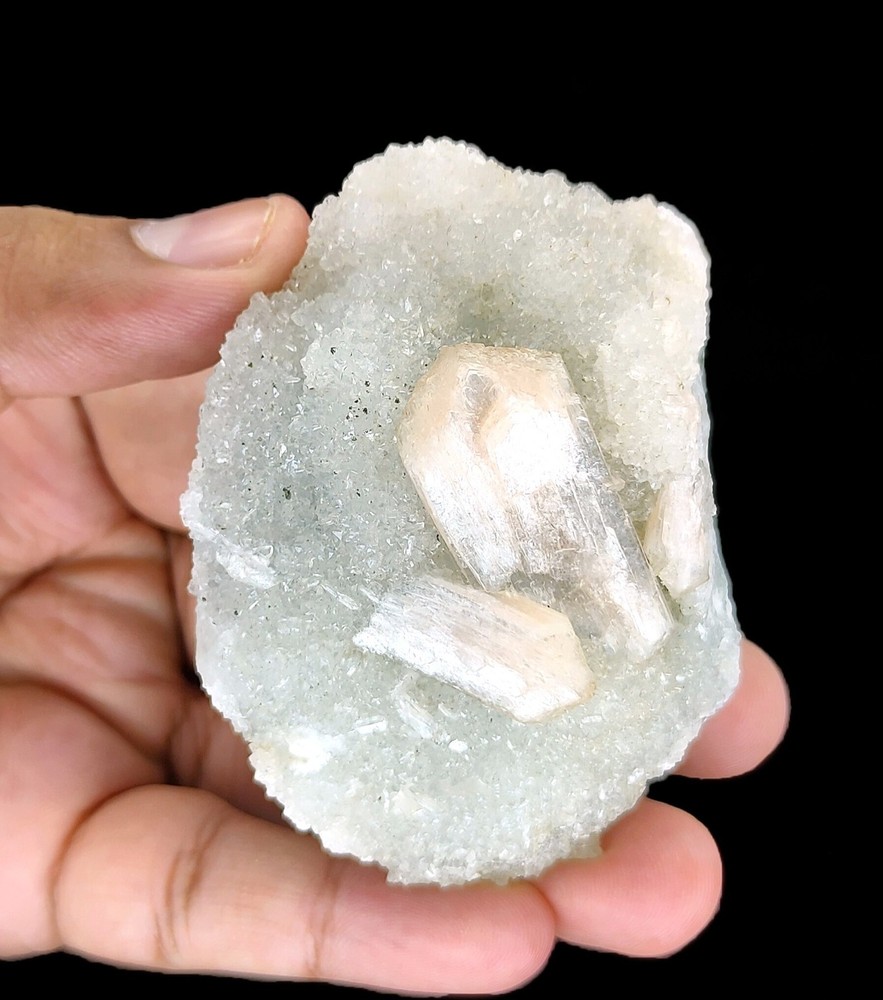 Natural Pink Stilbite On Chalcedony Minerals #190