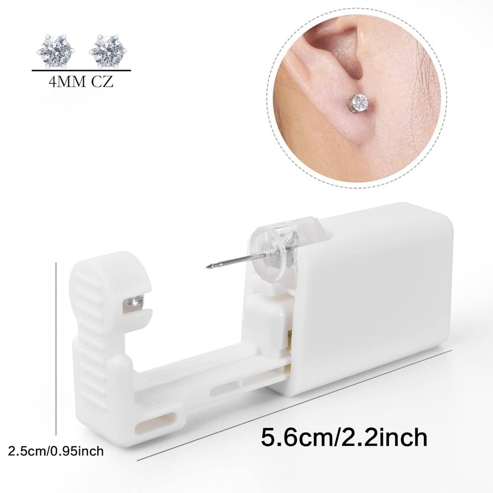 Complete Ear Piercing Kit: Dual Disposable Guns, 16 Components for Safe Piercing