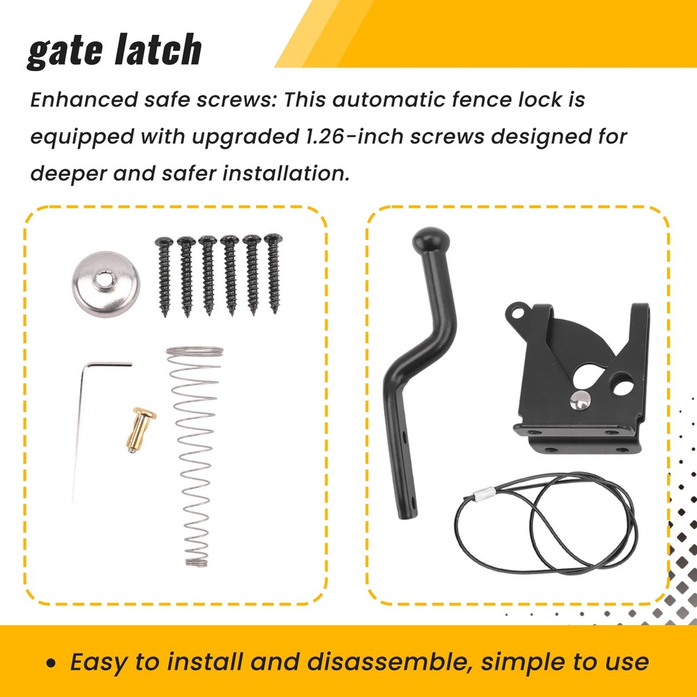 Self Locking Gate for Wooden Fence Heavy Duty, Steel Spring Cable Pull3054