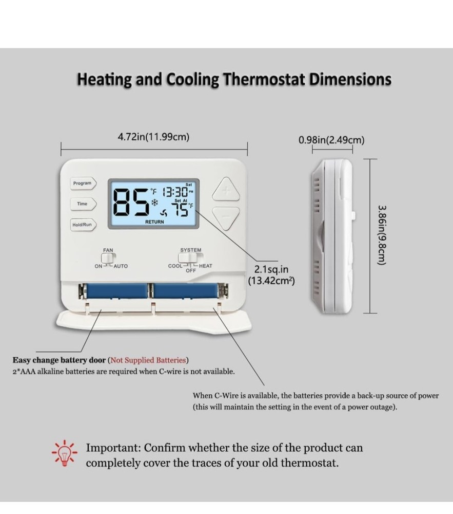 Miuputake Programmable Thermostat for Home,Conventional Single-Stage...