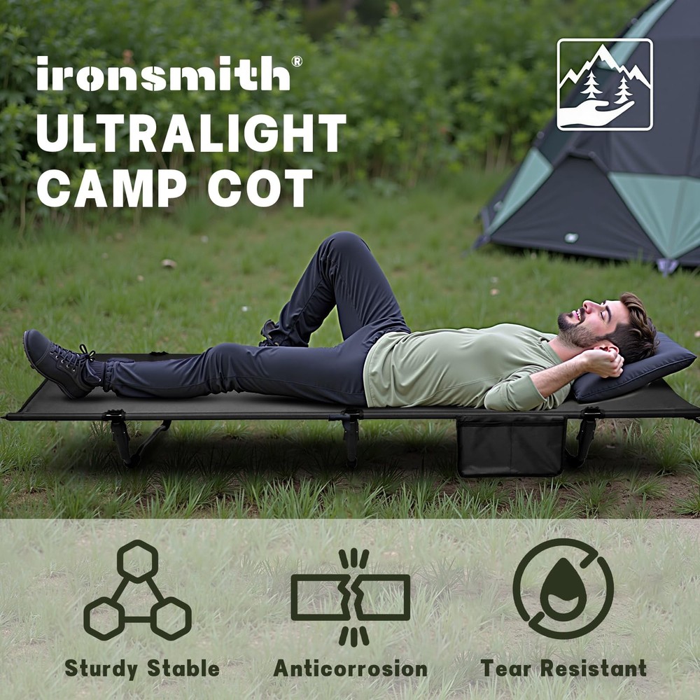 Camping Cot, Portable Camping Bed for Adults, Foldable Sleeping Cots for Hiki...