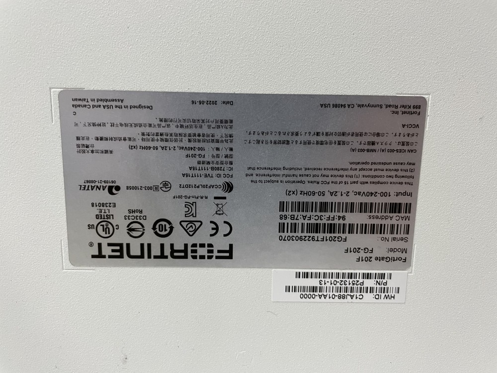 Fortinet FortiGate 201F FG-201F Network Security Firewall Appliance