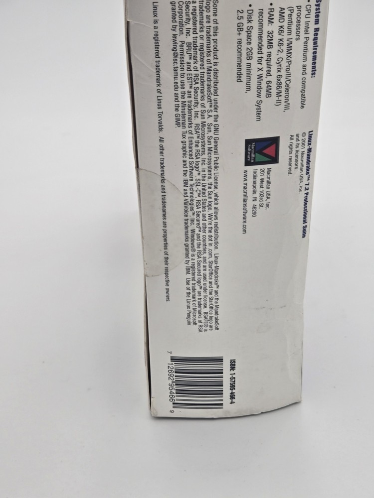SEALED Linux-Mandrake Professional Suite 7.2 Operating System w/ Box
