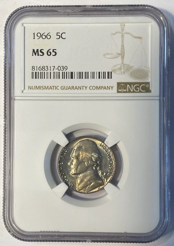 🔥 1966 JEFFERSON NICKEL 5C MS 65 NGC 🔥