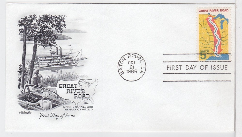 TurtlesTradingPost- Great River Road #1319- 1966 FDC Artmaster Cachet